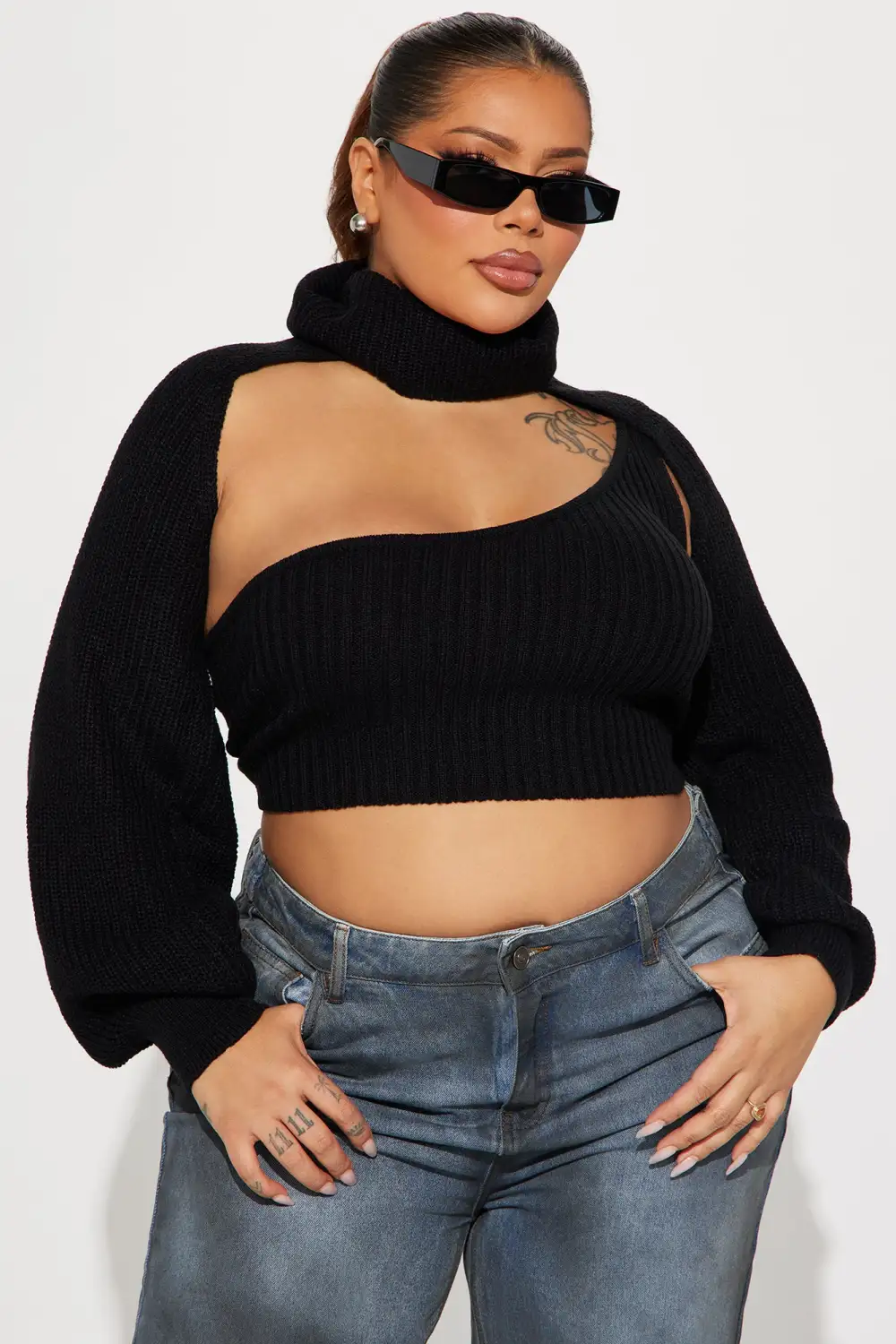 Feel It Out Turtleneck Sweater Set - Black