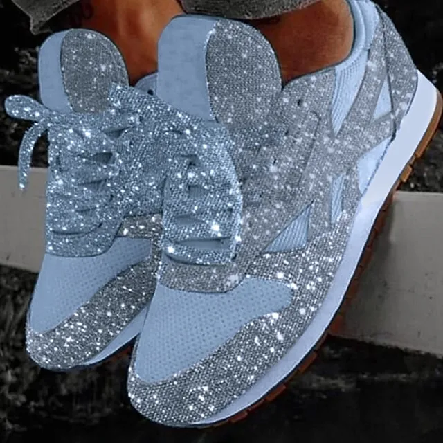 Women's Trainers Athletic Shoes Sneakers Sequins Plus Size Bling Bling Sneakers Outdoor Daily Summer Sequin Platform Flat Heel Round Toe Sporty Classic Casual Tennis Shoes Walking Mesh Lace-up Color