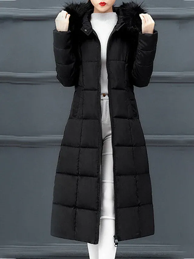 Women's Parka windbreaker hooded jacket casual full zipper pocket