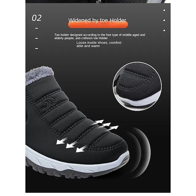 Women's Sneakers Boots Snow Boots Plus Size Hiking Boots Daily Fleece Lined Booties Ankle Boots Winter Wedge Heel Round Toe Fashion Cute Plush Hiking Satin Loafer Solid Color Wine Black