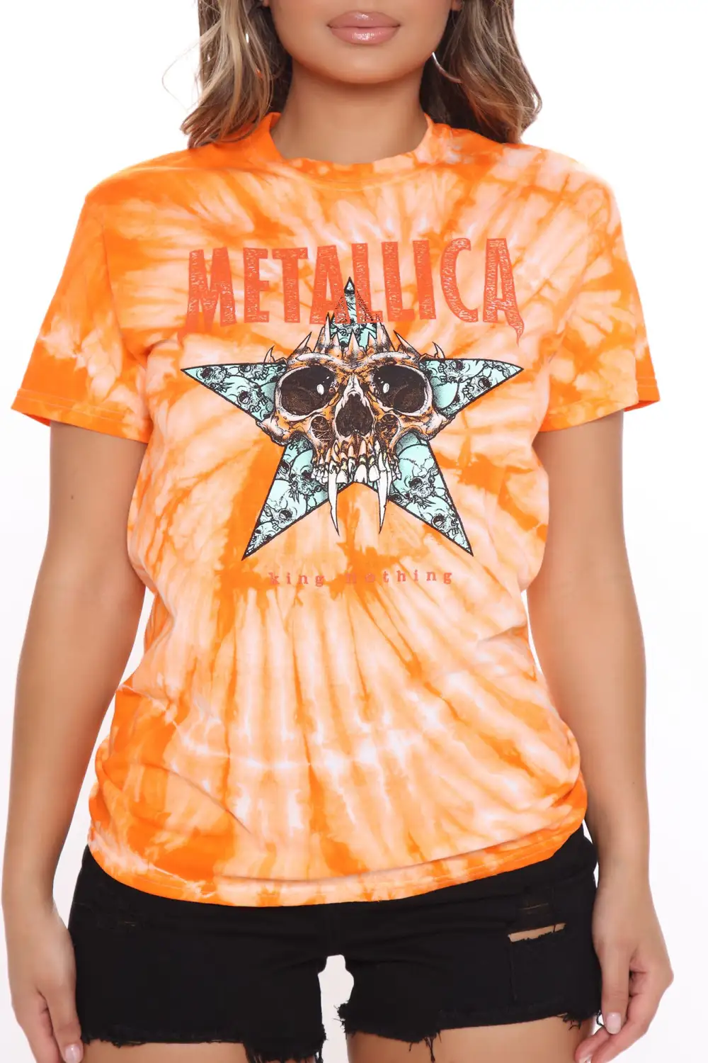 King Nothing Metallica Tie Dye Top - Orange/combo