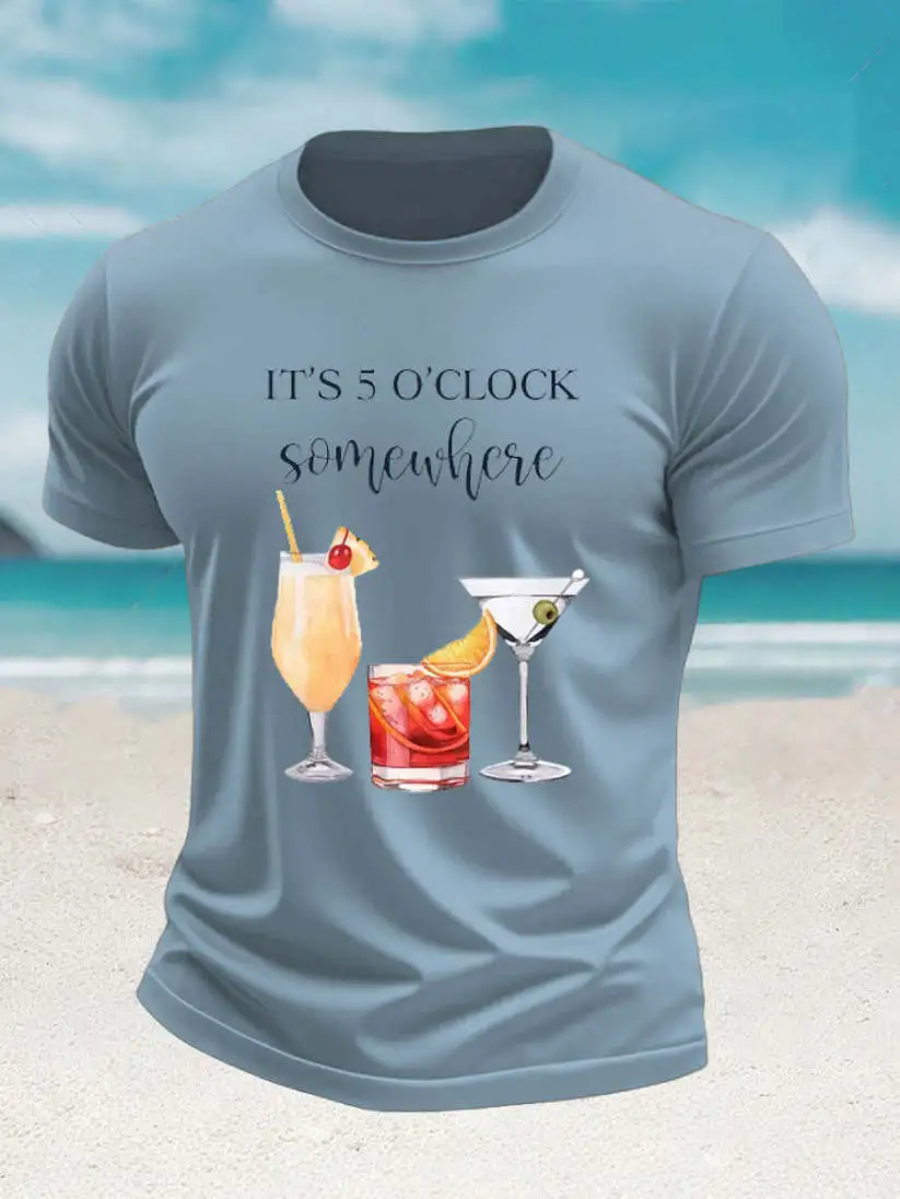 Men's Jimmy Buffett Day imitation cotton short-sleeved T-shirt