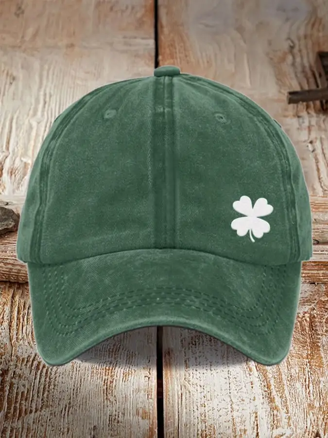 Distressed Washed Cotton St. Patrick Print Hat For Men And Women