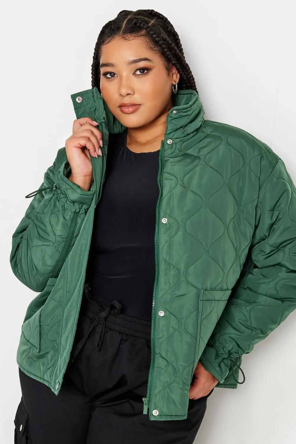 YOURS Curve Green Quilted Jacket