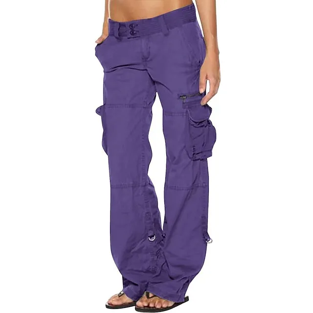 Women's Cargo Pants Tactical Cargo Pants Trousers Full Length Cotton Blend Pocket Baggy Low Waist Chic & Modern Casual / Sporty Sports Weekend Black Pink S M Summer Spring &  Fall