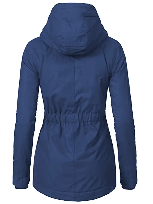 Women's Parka Street Fall Winter Puffer Jacket Long Coat Windproof Warm 3 in 1 Loose Casual Sports Jacket Long Sleeve Solid Color Zipper Purple Blushing Pink Waterpoof Daily Wear Down Parkas  Lined