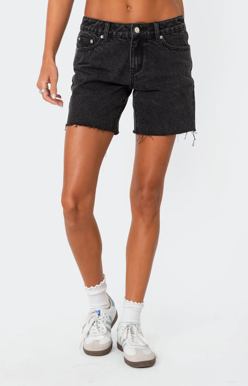 Edikted Tomboy Low Rise Denim Shorts
