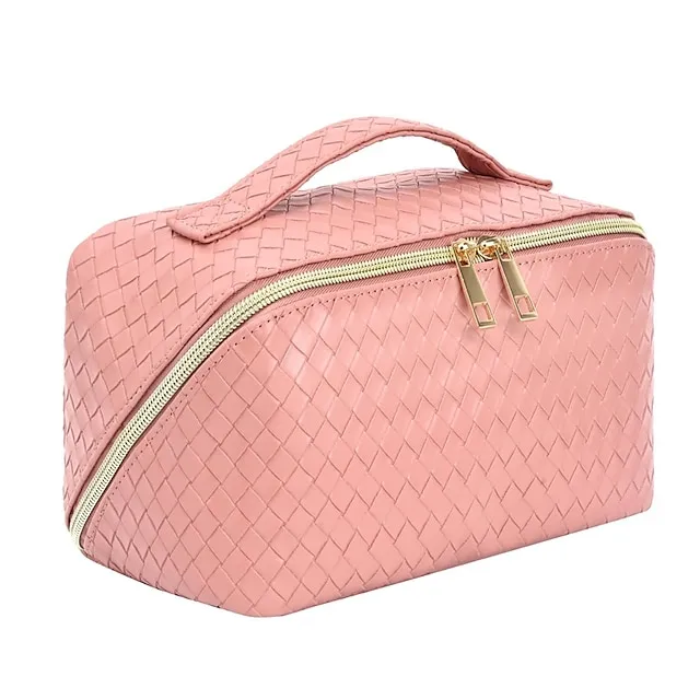 Women's Girls' Handbag Cosmetic Bag PU Leather Party Daily Holiday Zipper Large Capacity Waterproof Breathable Plaid Black White Pink