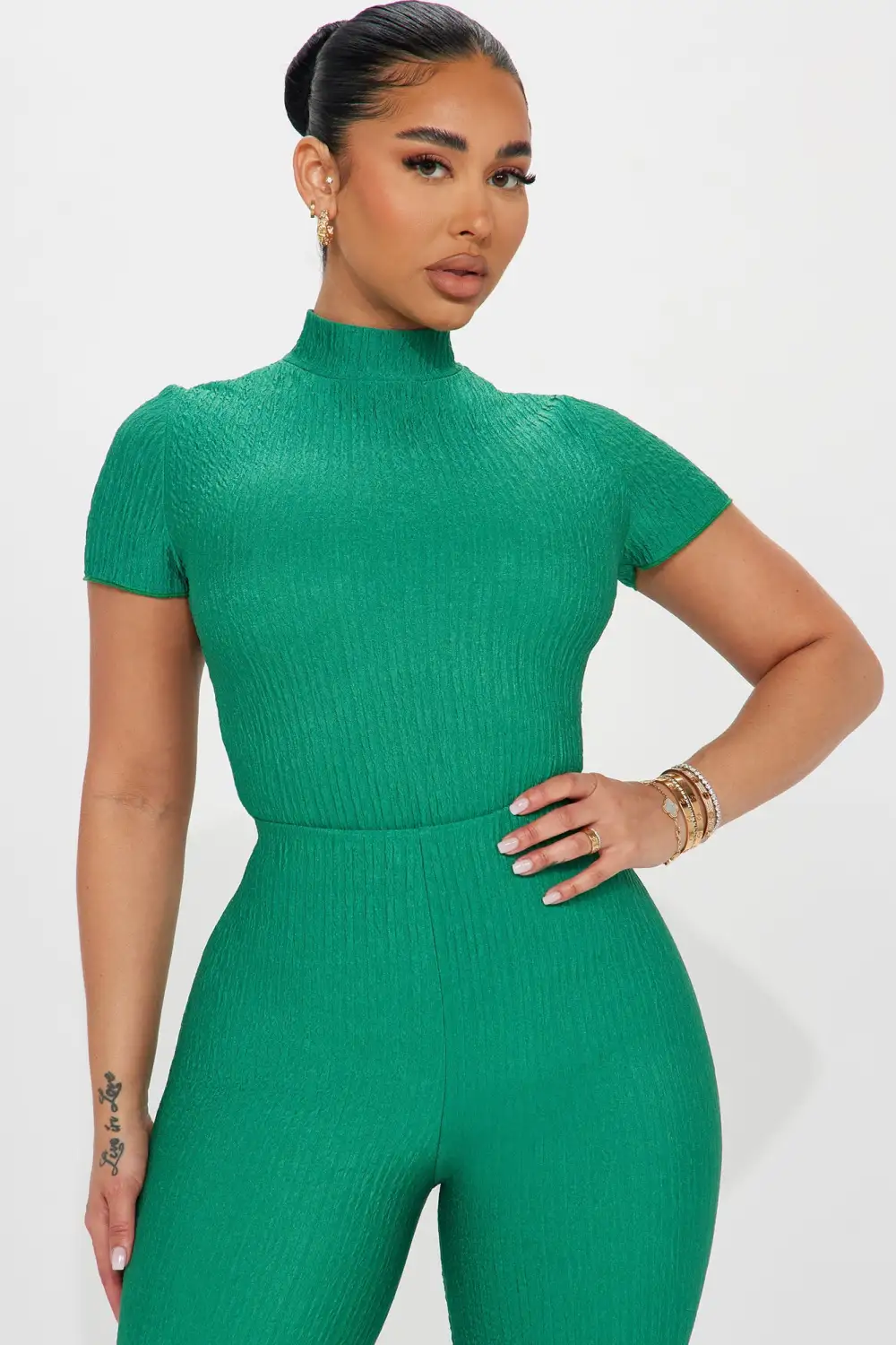 Berlin Textured Pant Set - Kelly Green