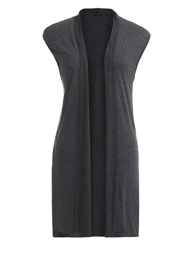 Women's Cardigan Knitted Solid Color Basic Casual Sleeveless Regular Fit  Cardigans Open Front Spring Summer Red Wine Dark Blue Orange / Going out