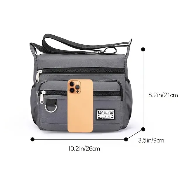Men's Crossbody Bag Shoulder Bag Nylon Daily Holiday Zipper Adjustable Large Capacity Waterproof Solid Color Black Blue Green