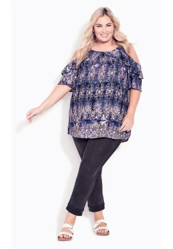 Frill Cold Shoulder Top