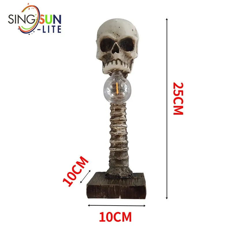 Halloween Luminous Skull Night Light Creative Resin Skull Table Lamp Home Office Decor Desktop Ornament Halloween Party Decora