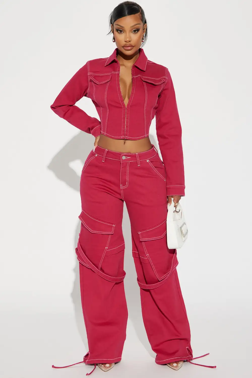 Electric Touch Cargo Jeans - Raspberry