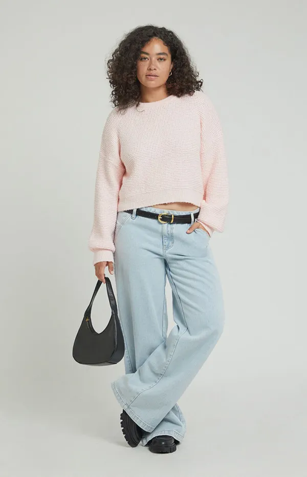 PacSun Casey Button Pocket Low Rise Baggy Jeans Light Indigo