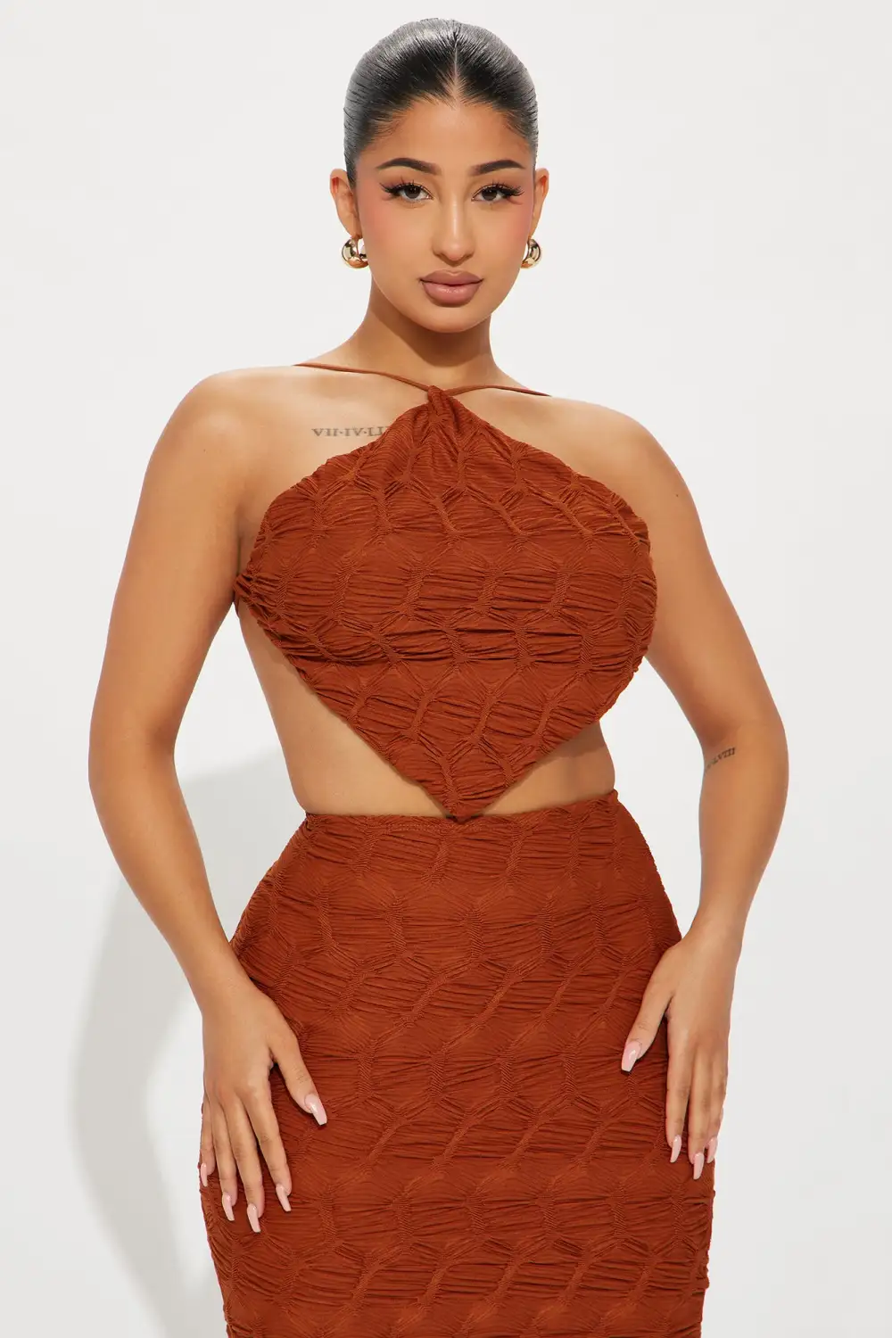 Luna Textured Skirt Set - Mocha