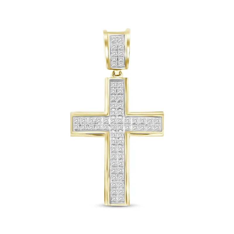 Men's Diamond Cross Pendant 1/5 ct tw Round-cut 10K Yellow Gold