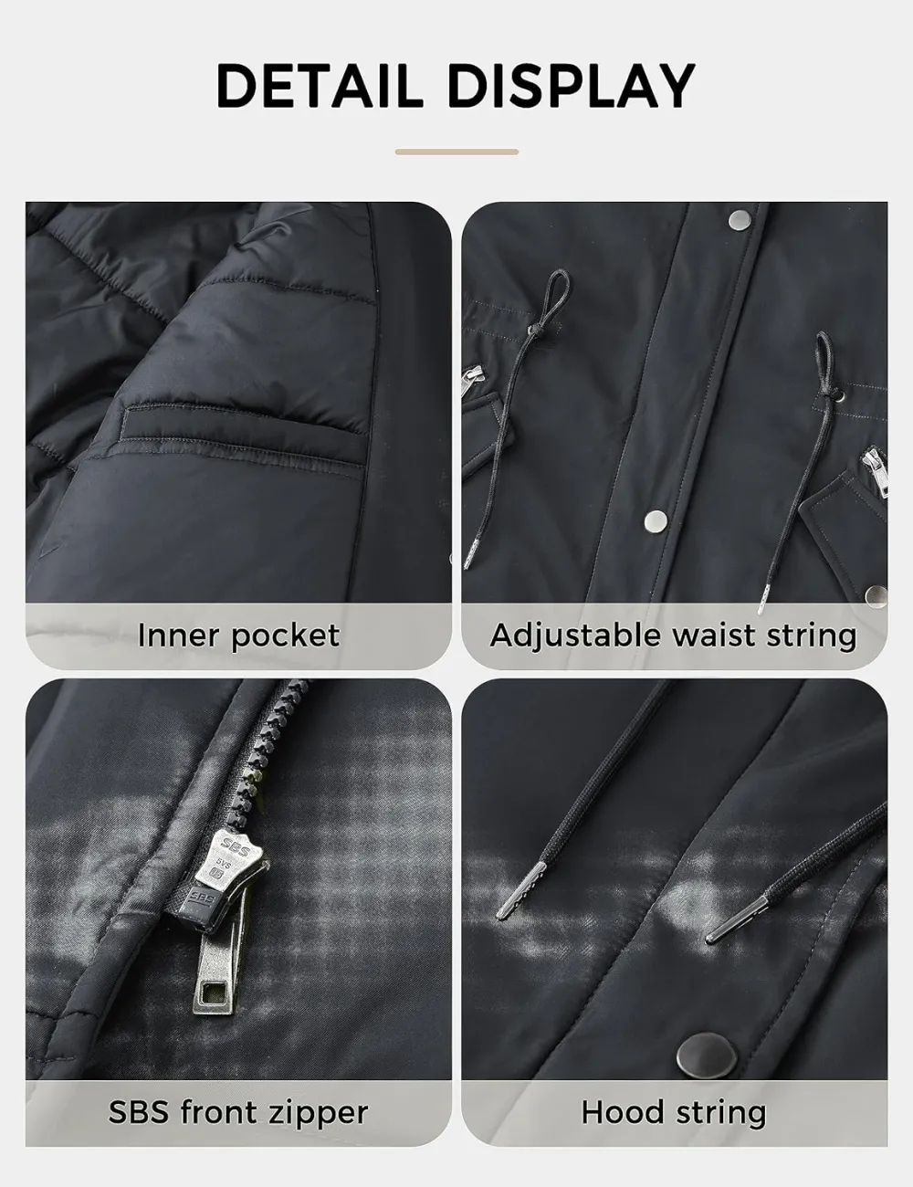 Women's Plus Size Winter Insulated Parka Coat with Faux Fur Hood