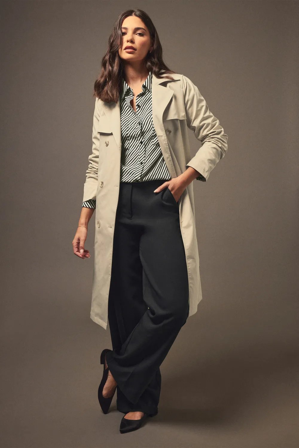 LTS Tall Beige Brown Trench Coat