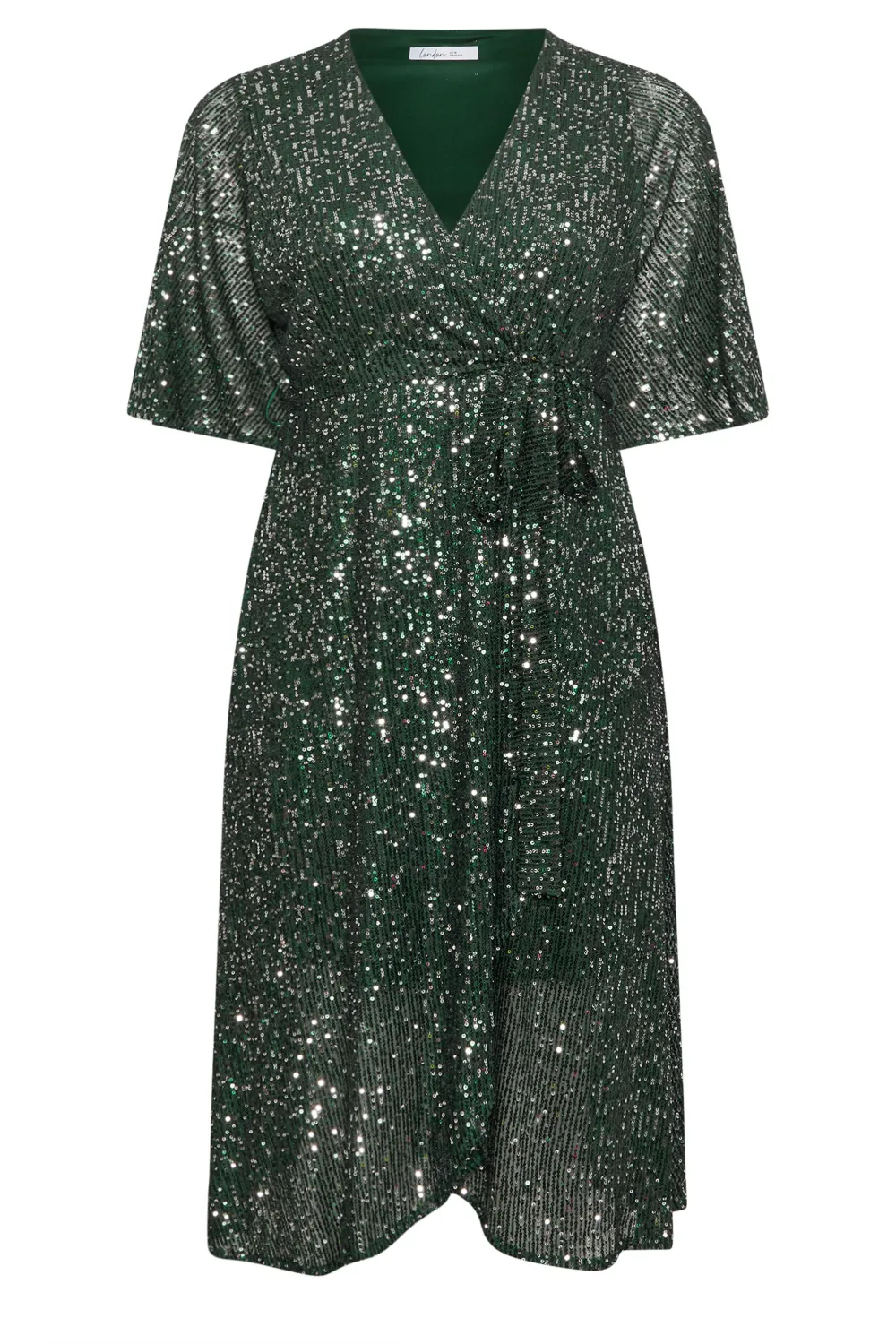 YOURS LONDON Curve Navy Blue Sequin Wrap Dress