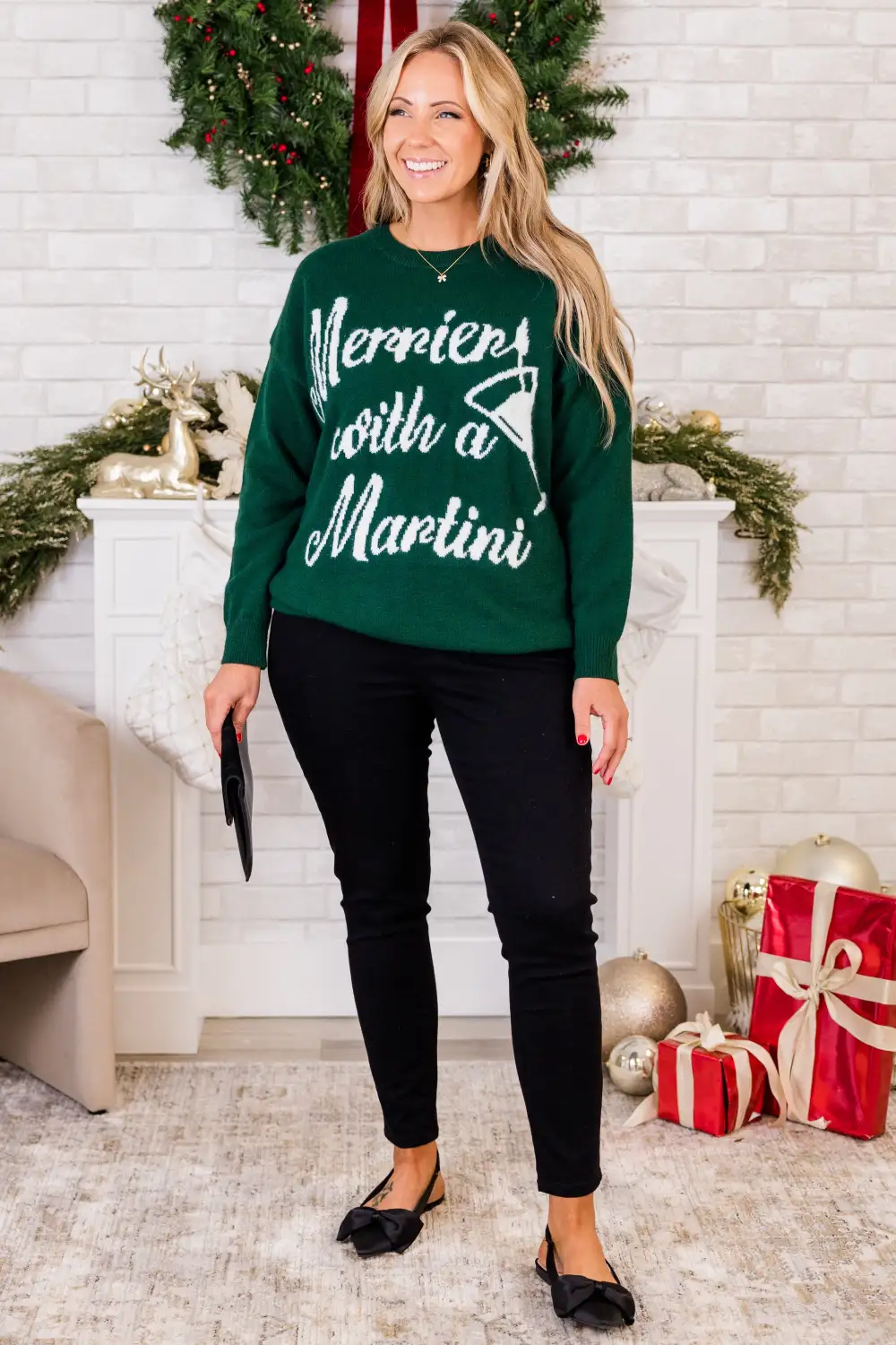 Merrier With A Martini Sweater, Green