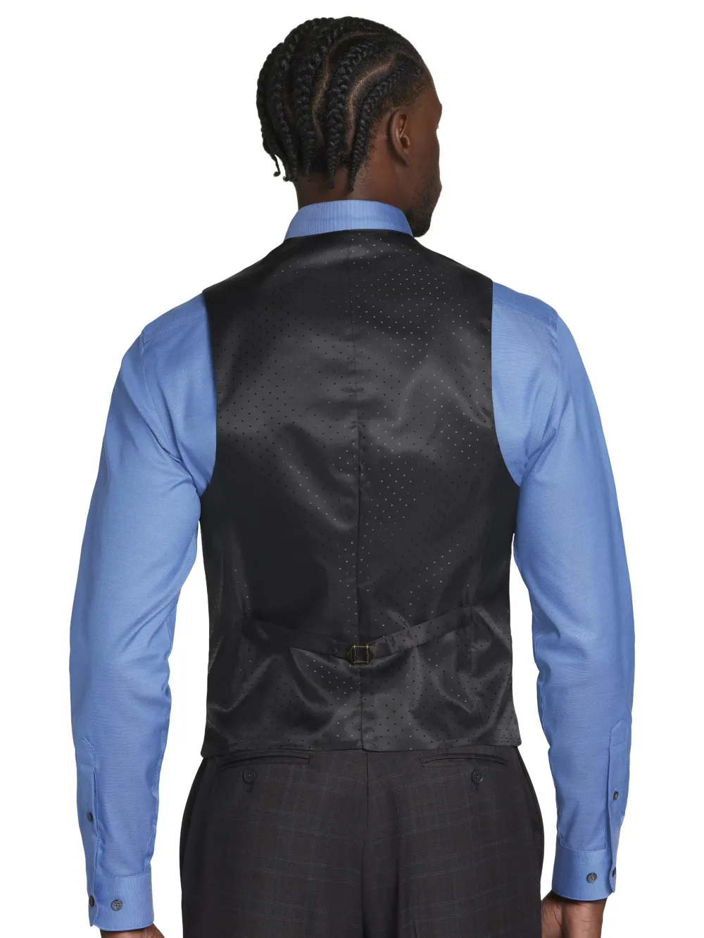 Michael Strahan Classic Fit Wool Blend Plaid Suit Vest