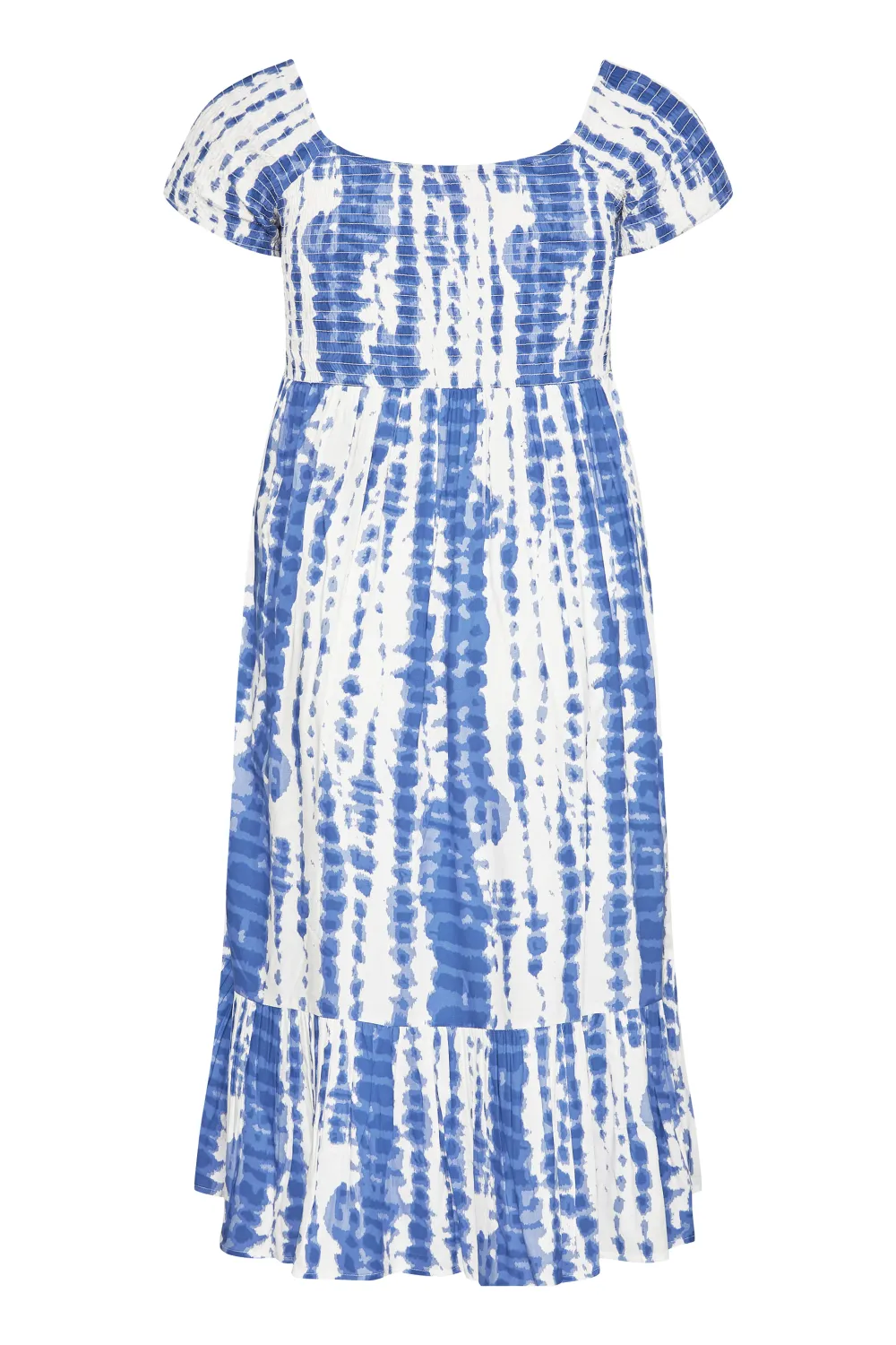 BUMP IT UP MATERNITY Curve Blue Tie Dye Shirred Dress