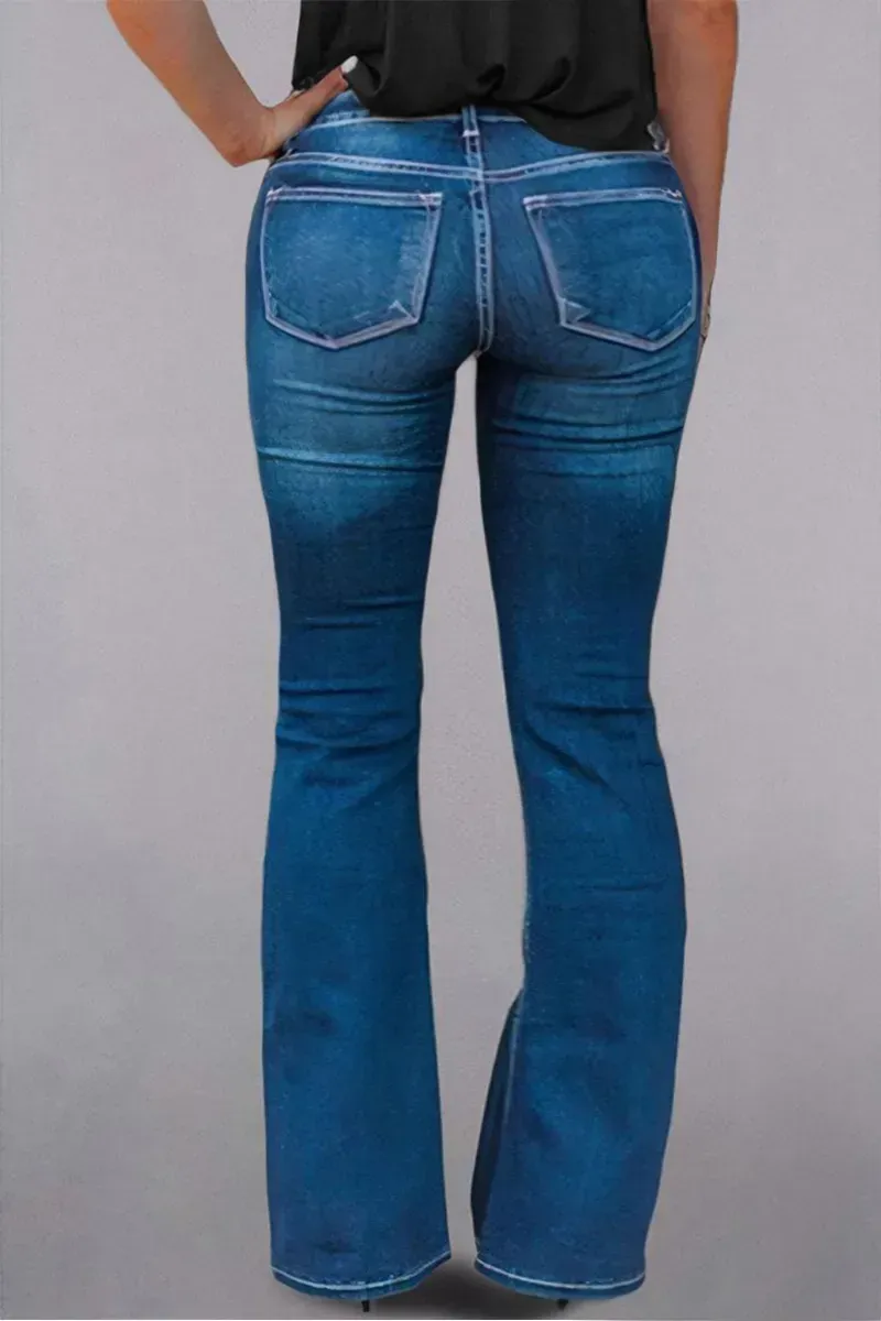 Zip Fly Mid Waist Bootcut Jeans