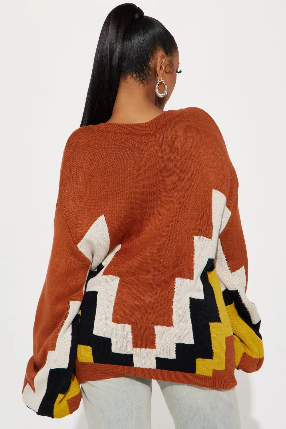 In That Moment Colorblock Sweater - Brown/combo