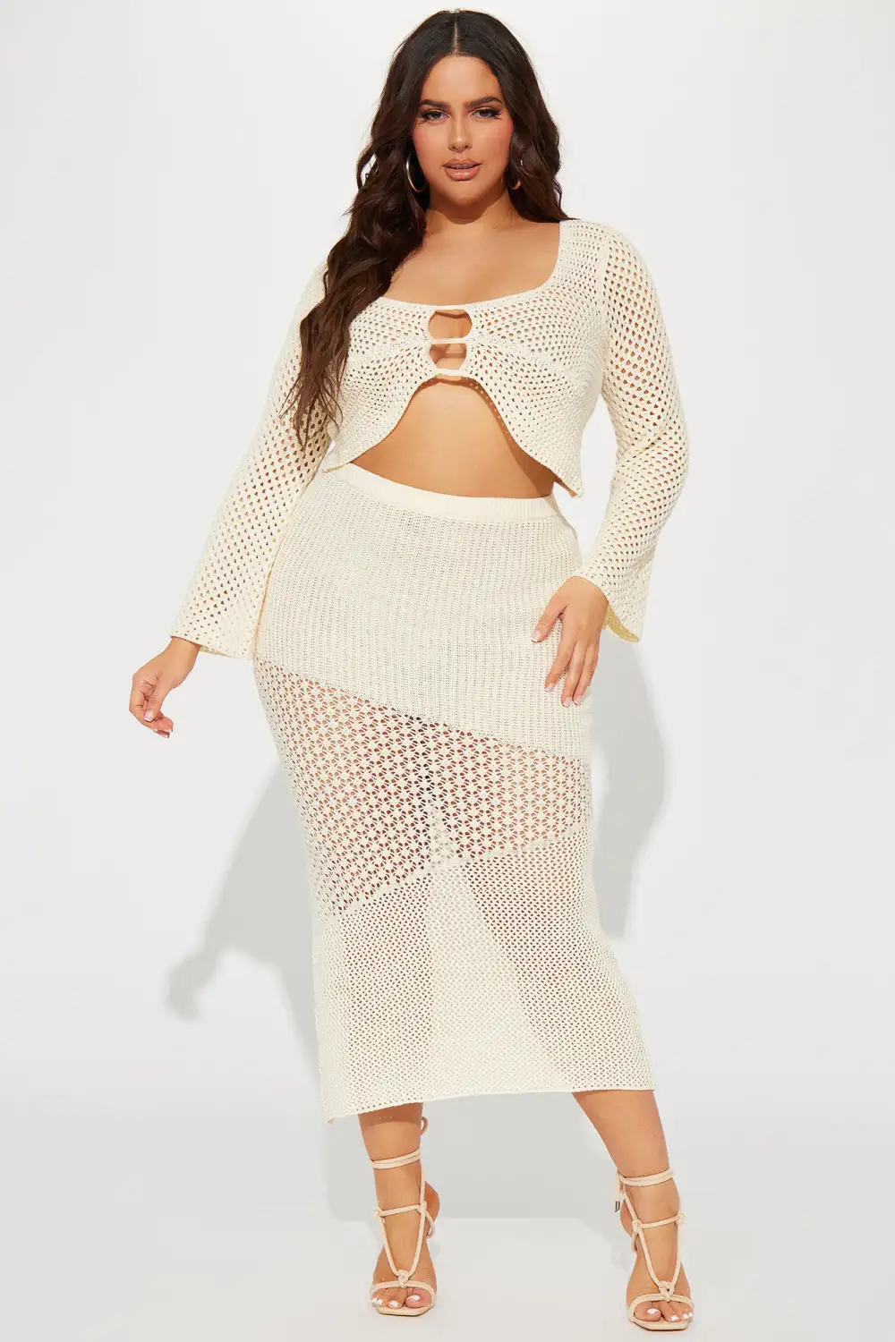 Malibu Babe Crochet Skirt Set - Cream