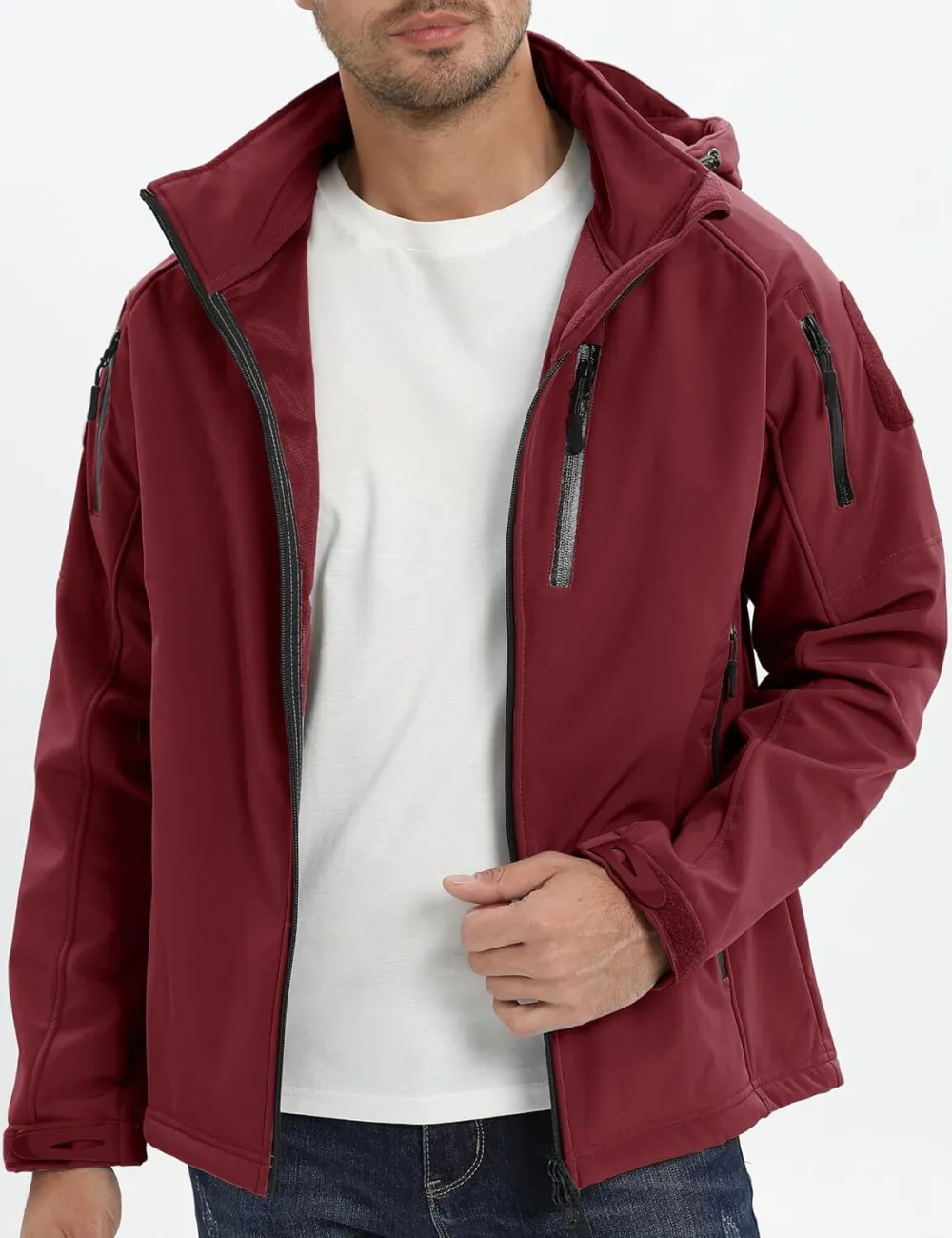 Men's Tactical Jacket 8 Pockets Water Resistant Jacket Softshell Fleece Lined Jacket Winter Coats Ski Jacket