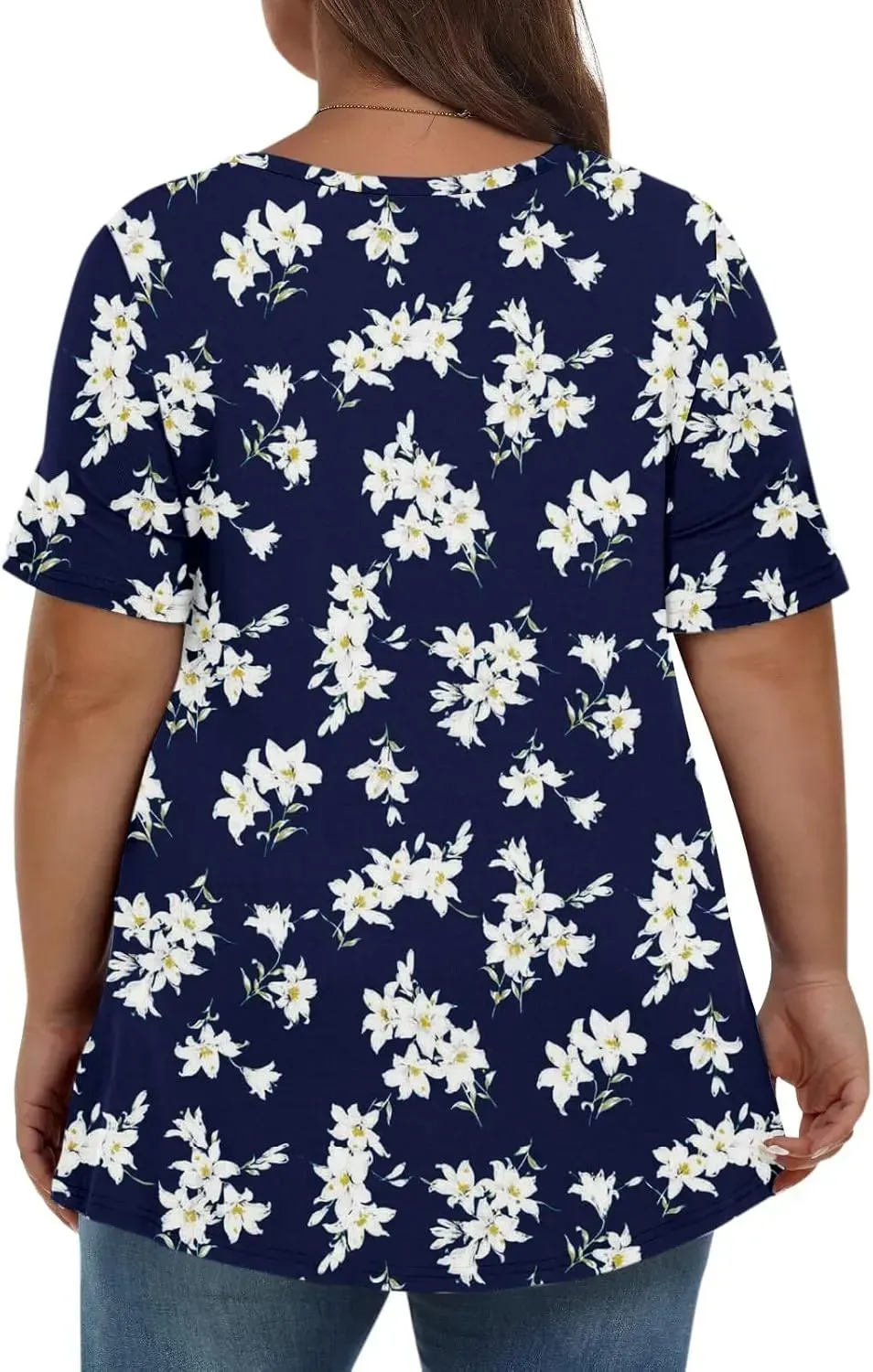 Plus Size Tops for Women Dressy Short Sleeve V Neck Shirts for Women Summer Tops for Women 2024 Floral Print Top