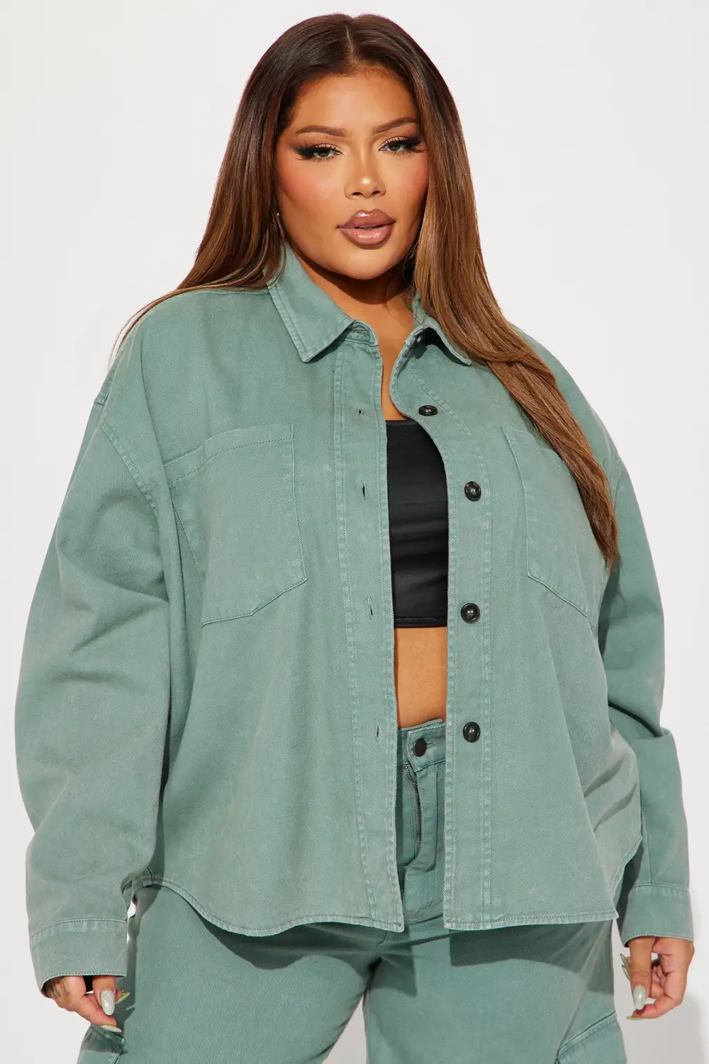 Hot Demand Denim Set - Green