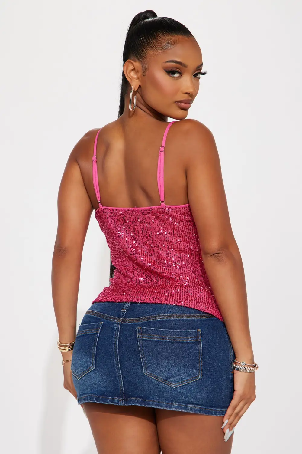 Dance All Night Sequin Top - Fuchsia