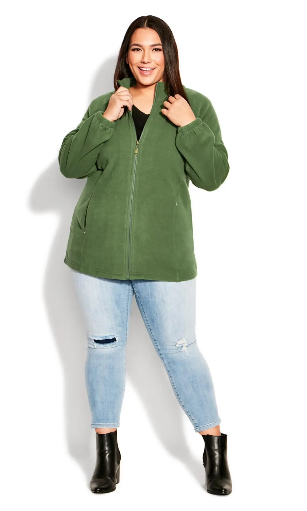 Evans Green Polar Fleece Zip Jacket