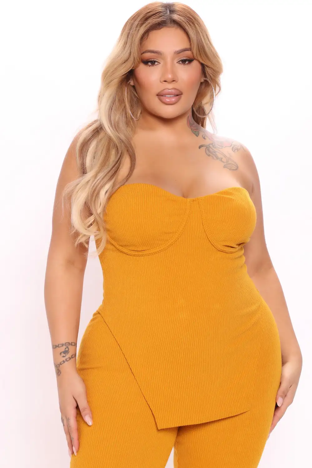 Call My Name Ribbed Pant Set - Mustard
