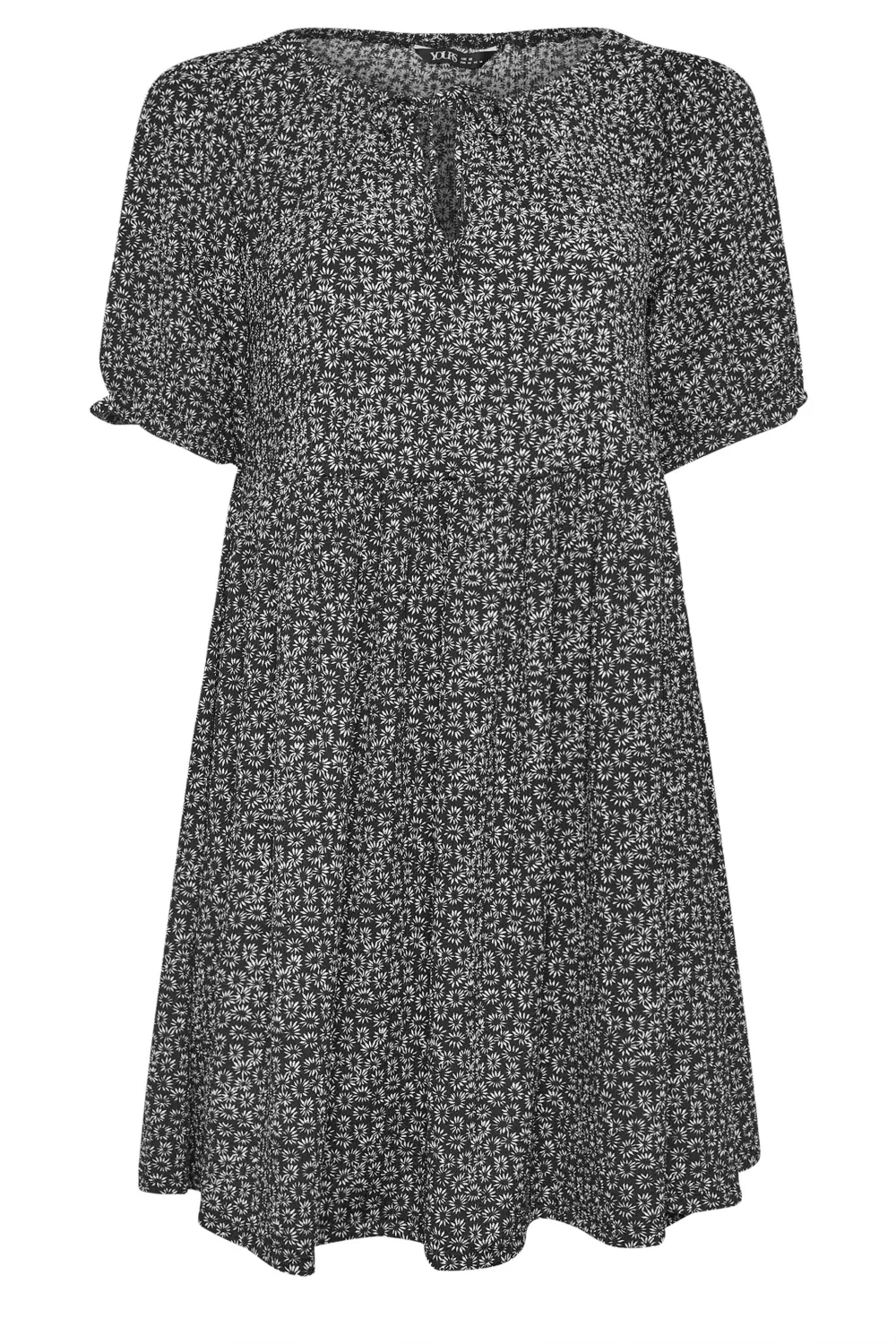 YOURS Curve Black Floral Print Textured Mini Dress