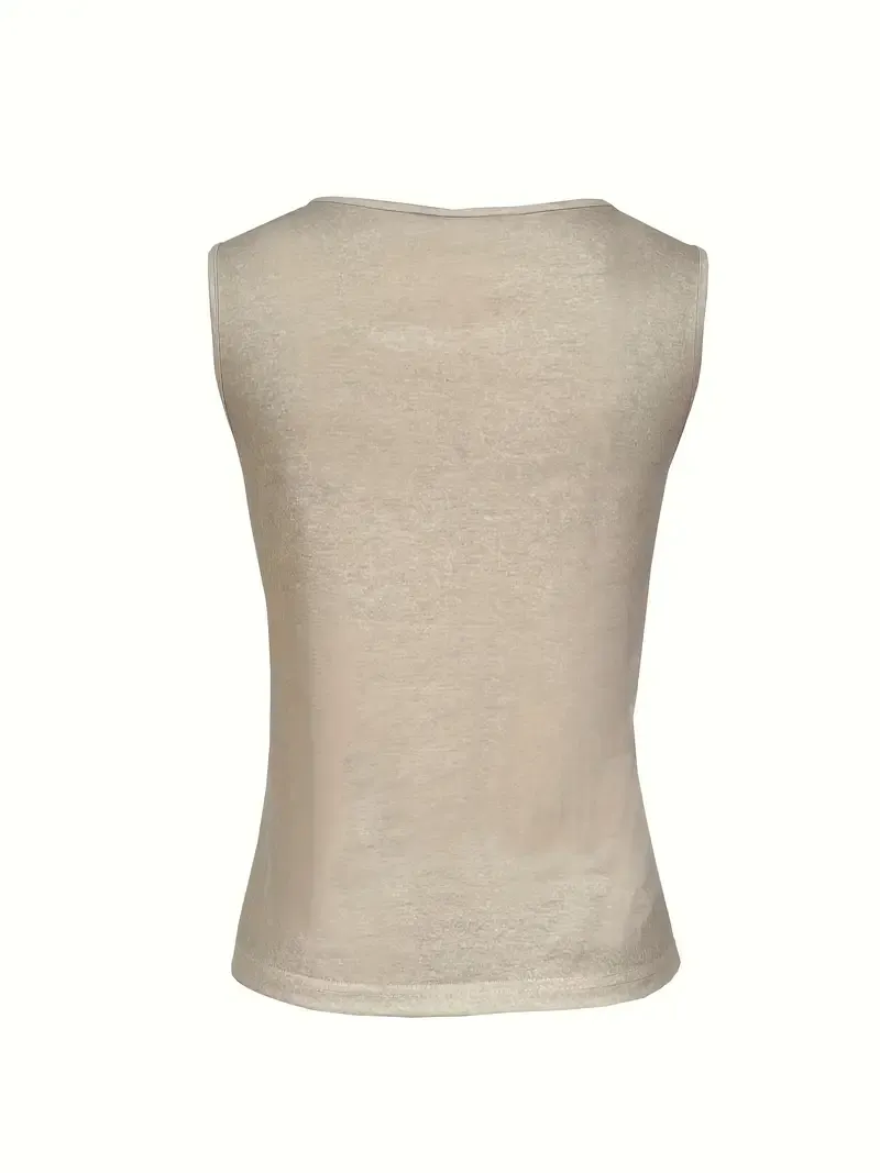 Western Style Cow Skull & Letter Graphic Tank Top, Casual Notched Neck Vest Top, Women's Lingerie & Underwear