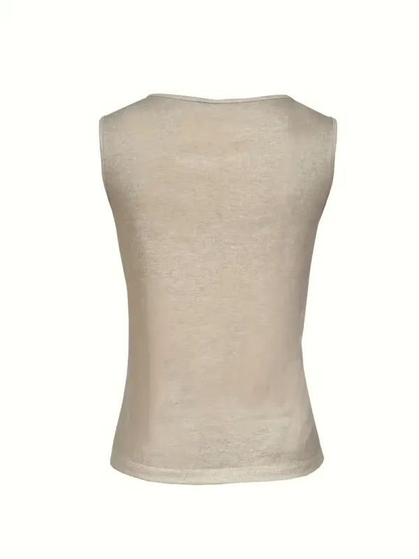 Western Style Cow Skull & Letter Graphic Tank Top, Casual Notched Neck Vest Top, Women's Lingerie & Underwear