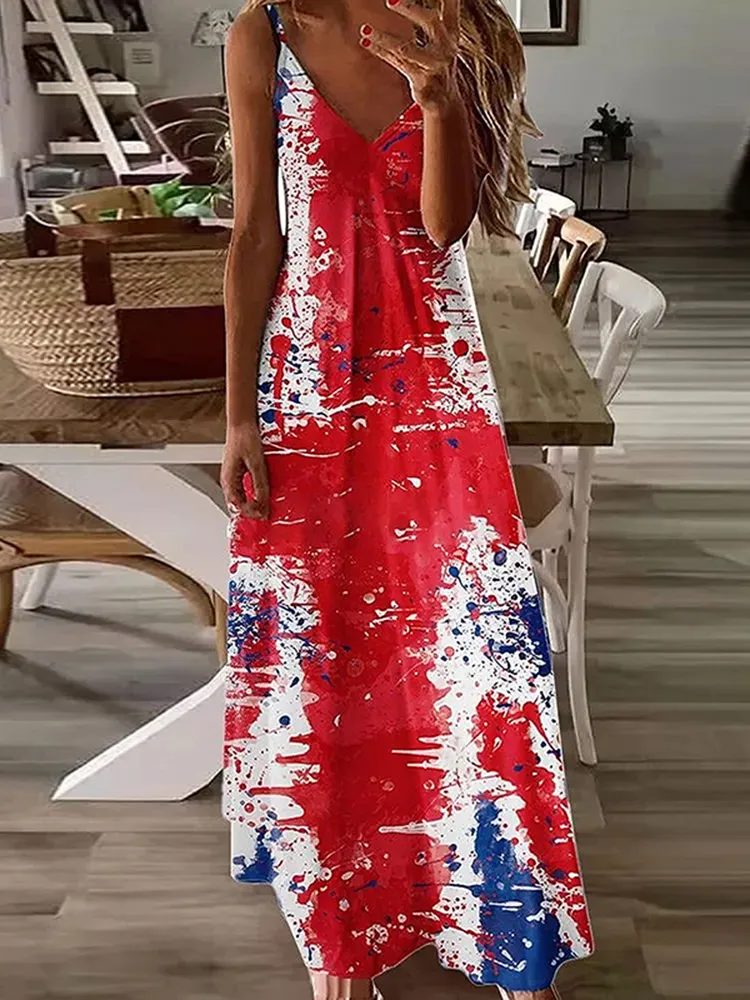 Women's Independence Day Flag Print Dress