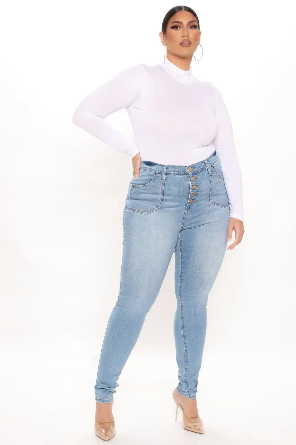 Tall Nequita High Rise Skinny Jeans - Light Blue Wash