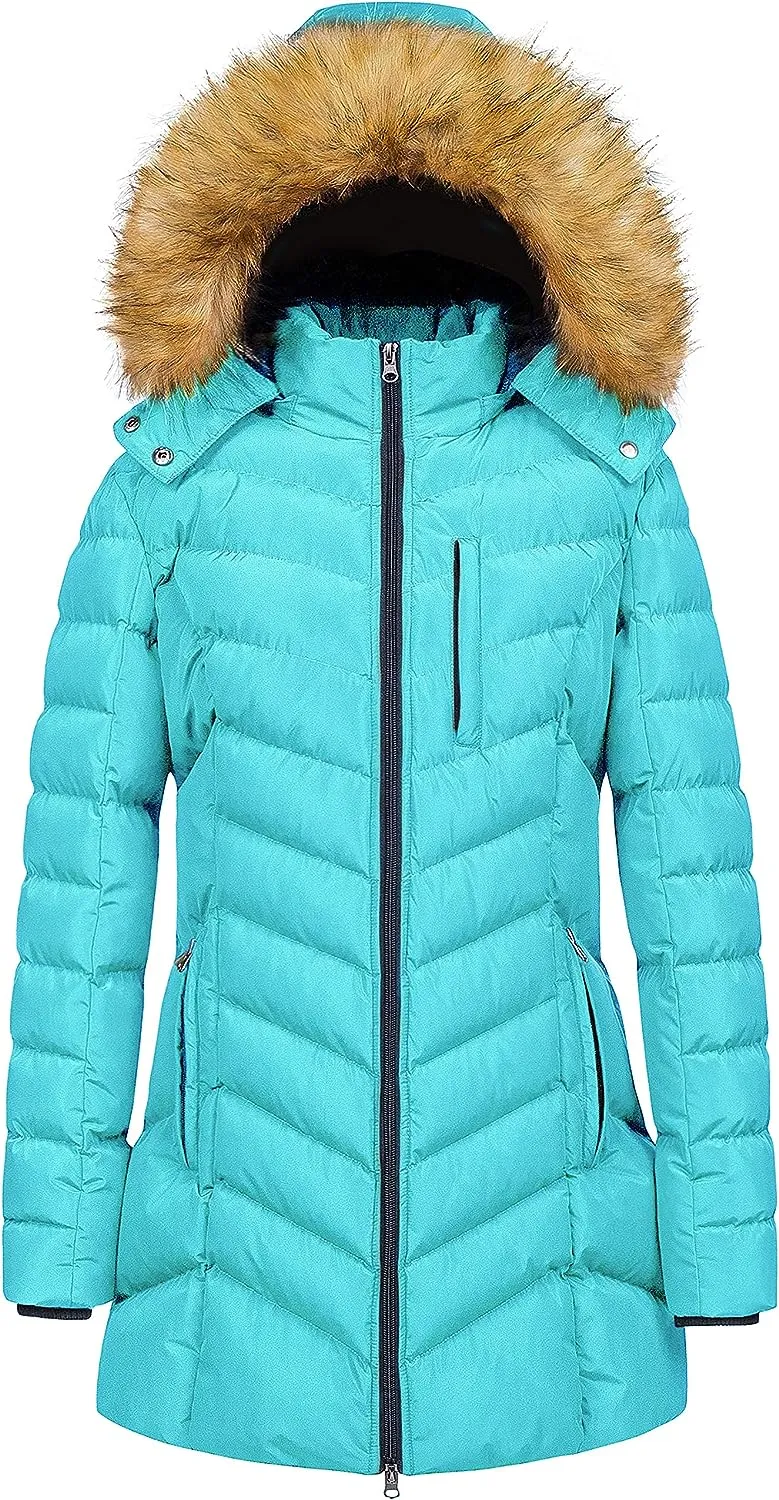 US Women's Winter Hooded Coat Waterproof Warm Long Puffer Jacket Parka