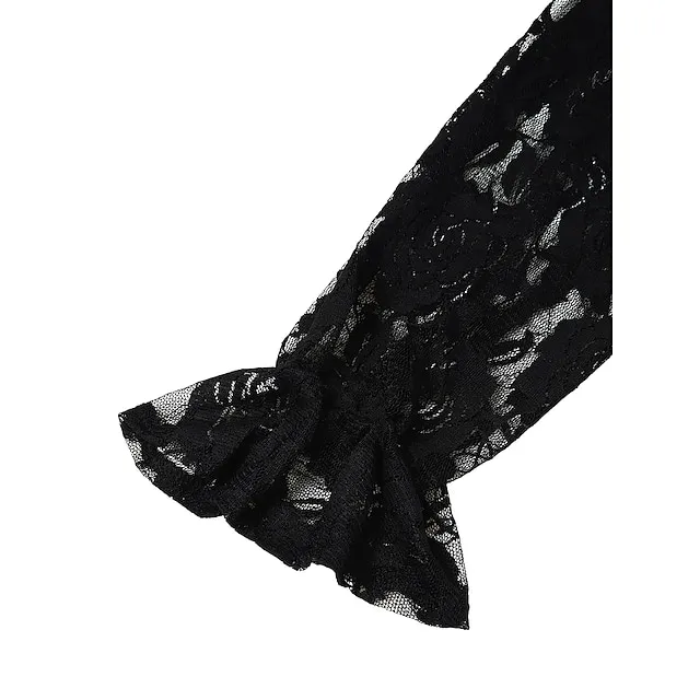 Women‘s Semi Formal Party Dress Black Dress Sheath Dress Long Sleeve Pure Color Lace Winter Fall Autumn V Neck Modern Winter Dress Fall Dress 2023 S M L XL 2XL 3XL