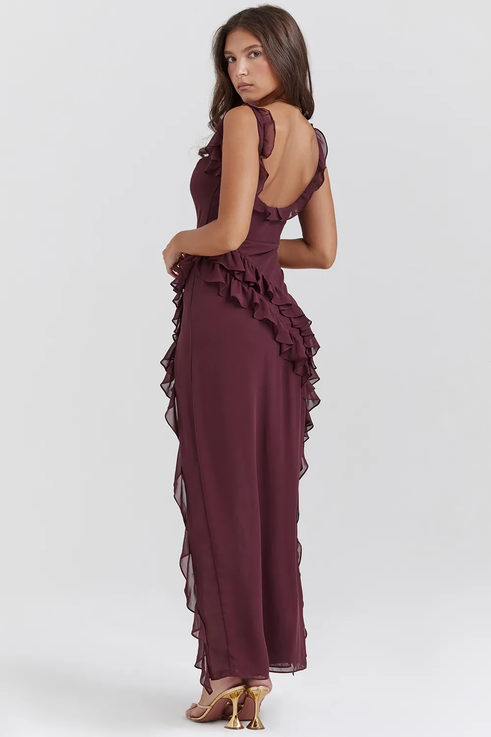 SOFT BLUE RUFFLE MAXI DRESS