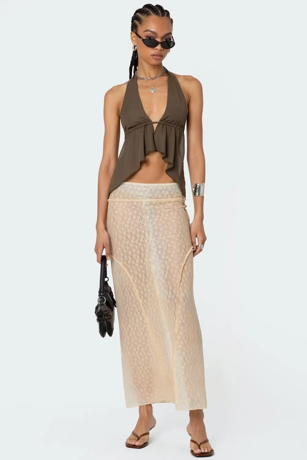 Freda Open Back Chiffon Top