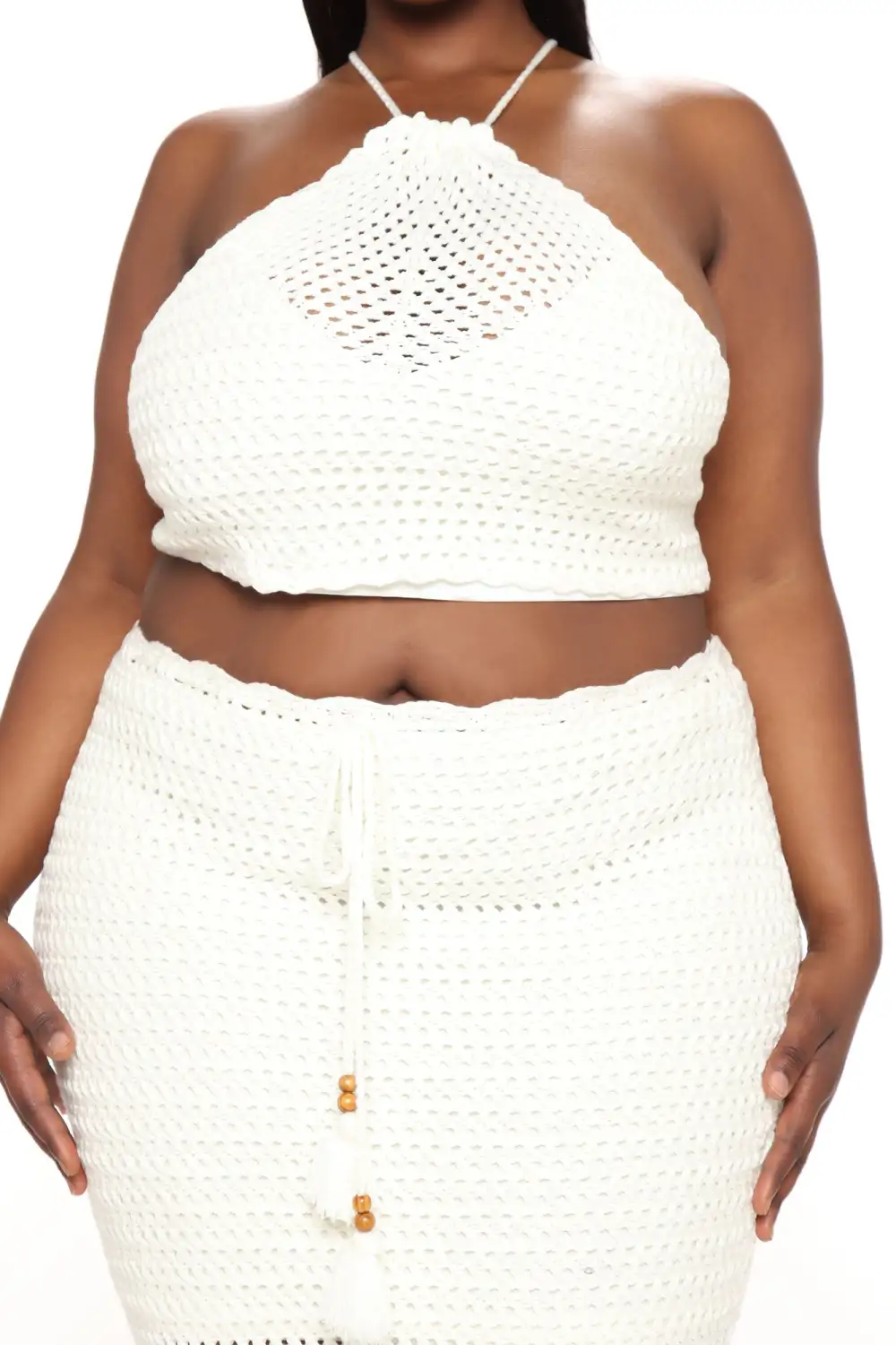 Kaylani Crochet Midi Skirt Set - White