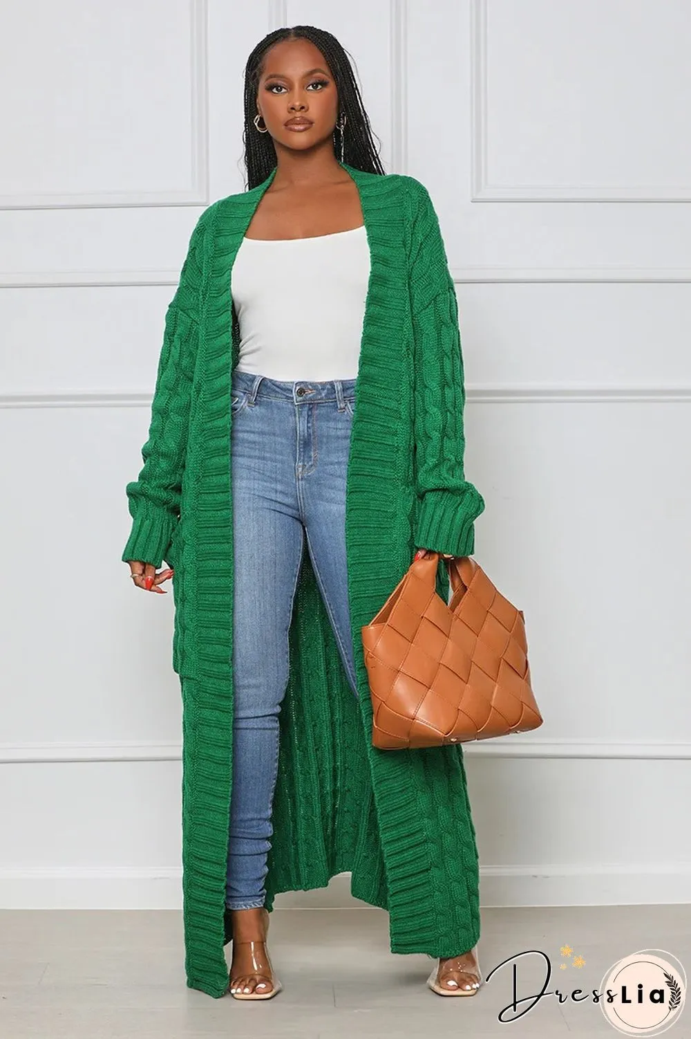 Winter Crochet Loose Long Twist Sweater Cardigan