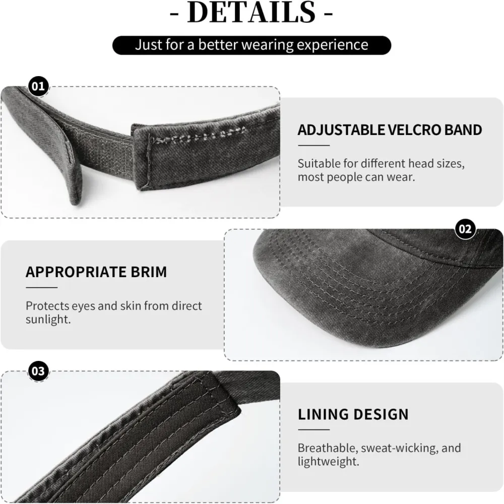 Canada 51st State Denim Visor Hat Adjustable Unisex Golf Sports Empty Top Cap