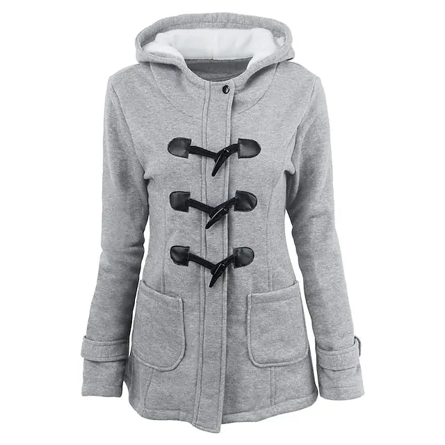 Women's Winter Coat Cropped Hooded Coat Thermal Warm Heated Jacket Fall Casual Street Jacket Long Sleeve with Pockets Black Army