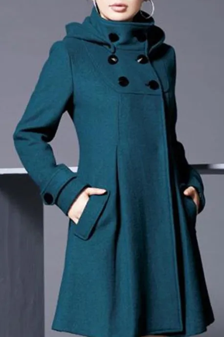 Fashion slim faux woolen casual cloak coat